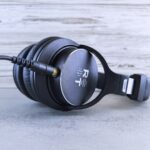 A pair of headphones sitting on top of a table