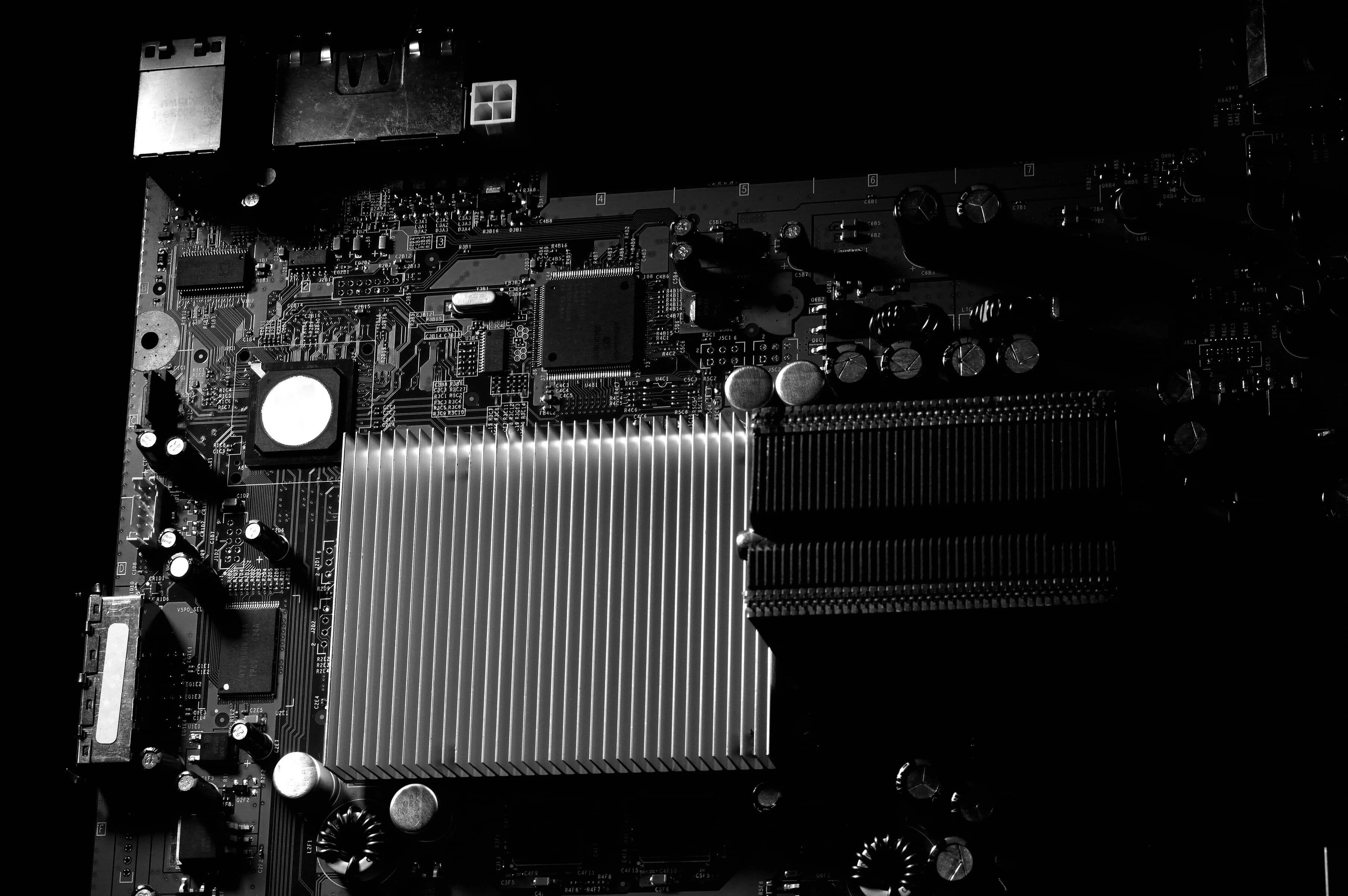 Motherboard with Heatsink in Close-up View