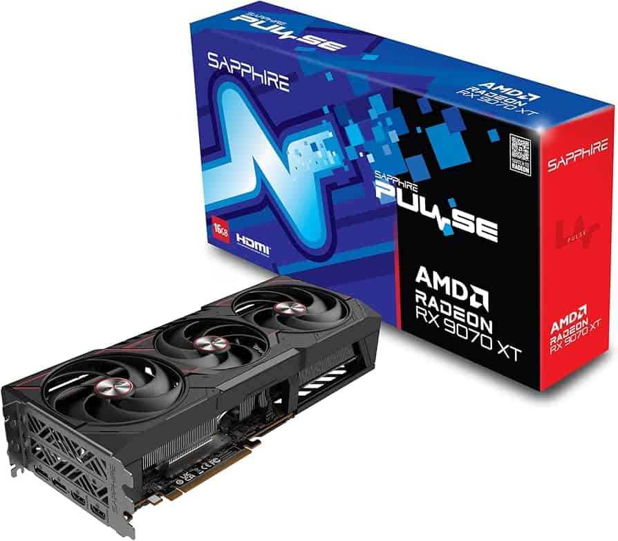 Sapphire 11348-03-20G Pulse AMD Radeon™ RX 9070 XT Gaming Graphics Card  with 16GB GDDR6, AMD RDNA 4