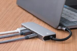 A USB Hub Plugged into a Laptop
