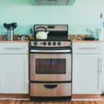 white and black gas range oven