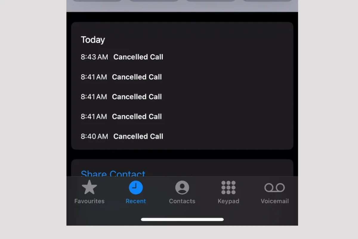 Cancelled Call iPhone