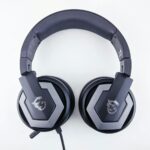 a pair of headphones sitting on top of a table