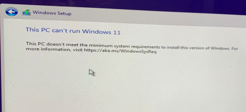 This PC Can't Run Windows 11