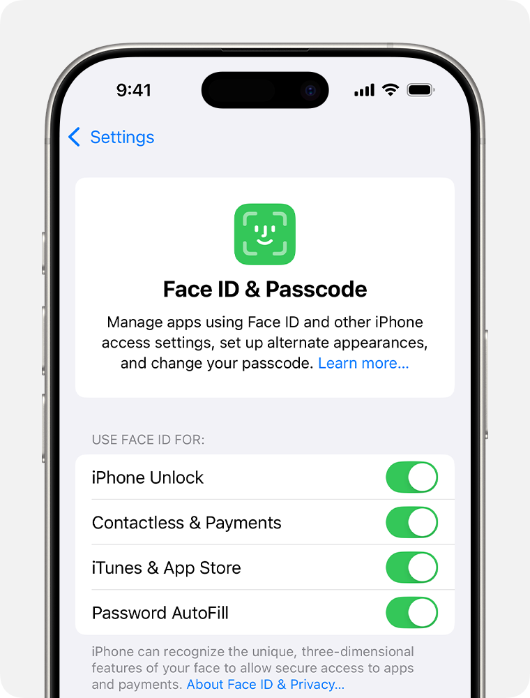 Face ID Settings