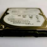silver and black hard disk drive