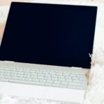 black and white laptop computer