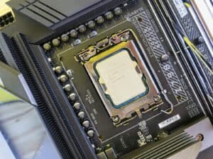 a close up of a computer motherboard