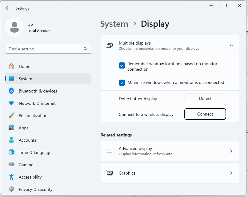 Windows 11 Connect Wireless Display